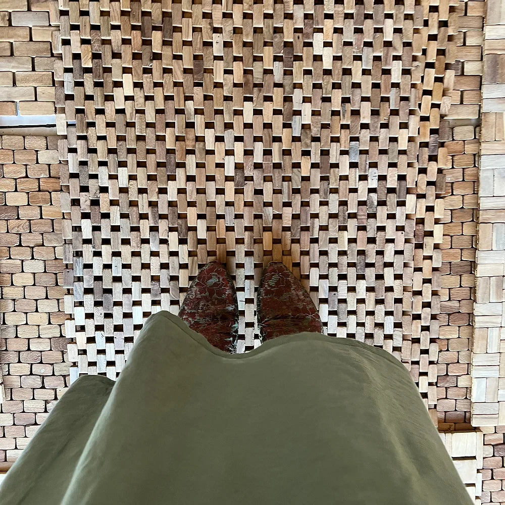 Teak Earth Mat with Interlocking Design for Bathroom or Kitchen