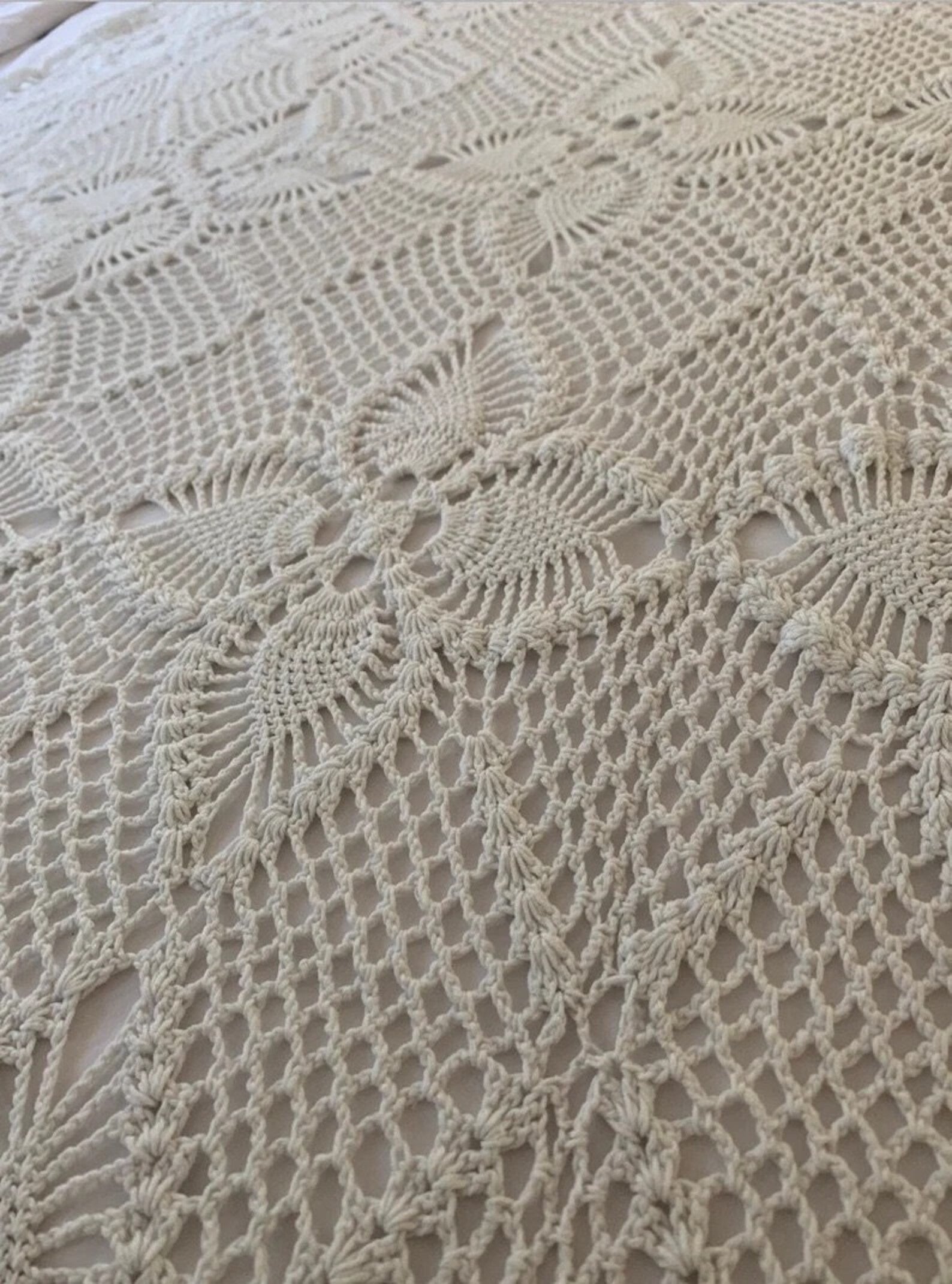 Handmade Cotton Crochet Throw Blanket